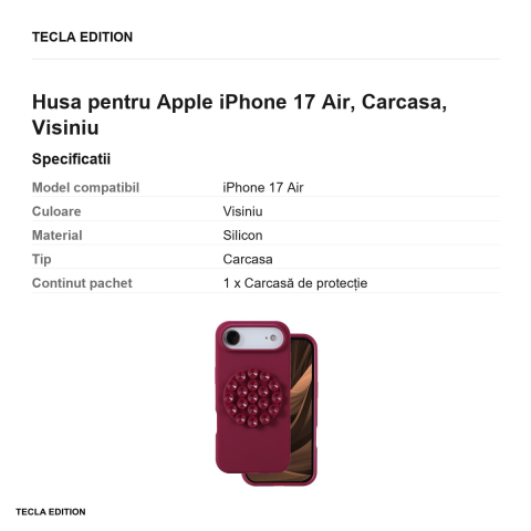 Husa Silicone Stick maroon pentru Apple iPhone 17 Air, Carcasa, Visiniu [2]