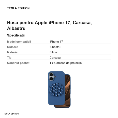 Husa Silicone Stick pentru Apple iPhone 17, Carcasa, Albastru [2]