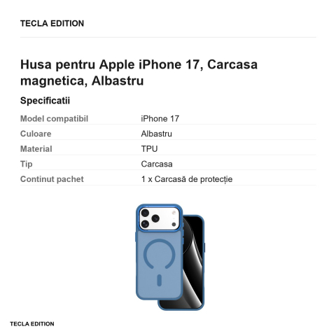 Husa Frozen Mag pentru Apple iPhone 17, Carcasa magnetica, Albastru [2]
