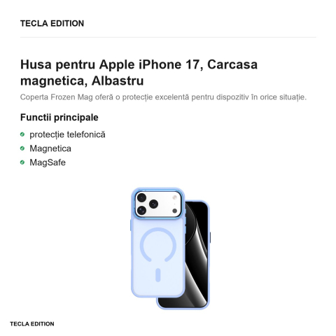 Husa Frozen Mag pentru Apple iPhone 17, Carcasa magnetica, Albastru [1]