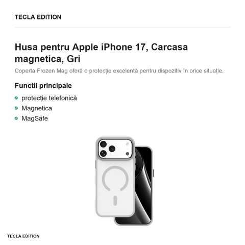 Husa Frozen Mag pentru Apple iPhone 17, Carcasa magnetica, Gri [1]