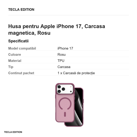 Husa Frozen Mag pentru Apple iPhone 17, Carcasa magnetica, Rosu [2]
