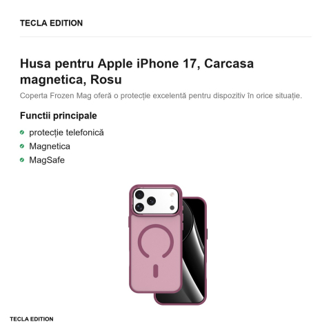 Husa Frozen Mag pentru Apple iPhone 17, Carcasa magnetica, Rosu [1]