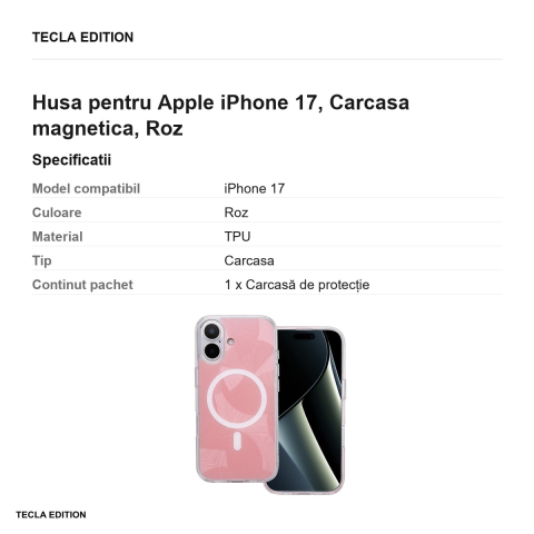 Husa Flash Mag pentru Apple iPhone 17, Carcasa magnetica, Roz [2]