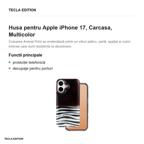 Husa Animal Print Okapi pentru Apple iPhone 17, Carcasa, Multicolor [1]