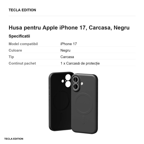 Husa Mercury Semi-silicone pentru Apple iPhone 17, Carcasa, Negru [2]