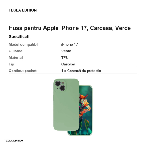 Husa Silicon pistachio pentru Apple iPhone 17, Carcasa, Verde [2]
