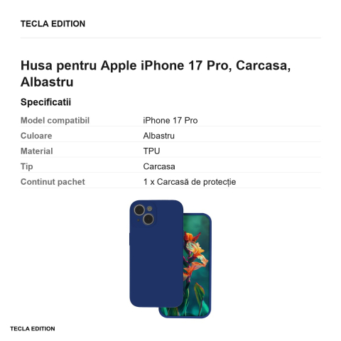 Husa Silicon atlantic pentru Apple iPhone 17 Pro, Carcasa, Albastru [2]