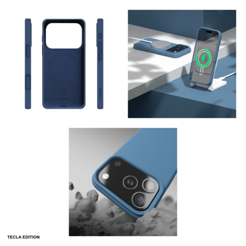 Husa Etteri Silicone Mag pentru Apple iPhone 17 Pro, Carcasa magnetica, Albastru [4]