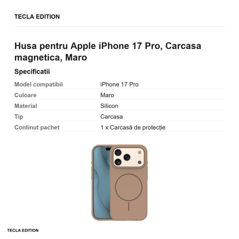 Husa Silicone Thin Mag pentru Apple iPhone 17 Pro, Carcasa magnetica, Maro [2]