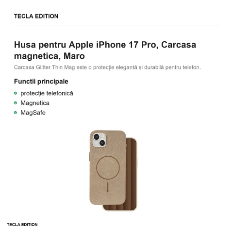 Husa Glitter Thin Mag pentru Apple iPhone 17 Pro, Carcasa magnetica, Maro [1]