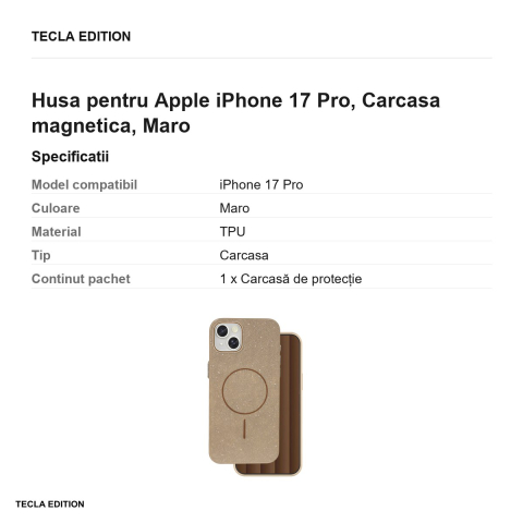 Husa Glitter Thin Mag pentru Apple iPhone 17 Pro, Carcasa magnetica, Maro [2]