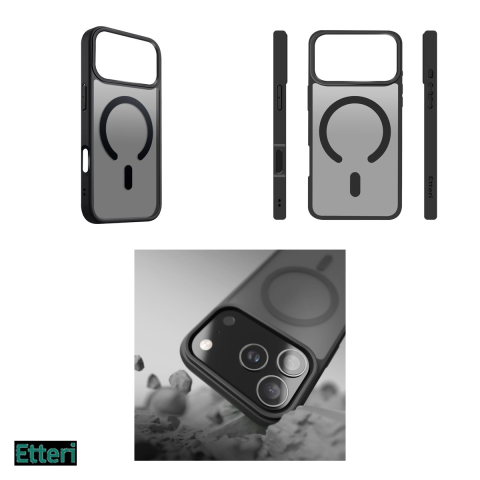 Husa Etteri Matt Mag pentru Apple iPhone 17 Pro, Carcasa magnetica, Negru [3]
