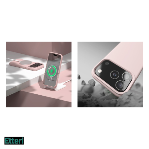 Husa Etteri Silicone Mag pentru Apple iPhone 17 Pro, Carcasa magnetica, Roz [4]