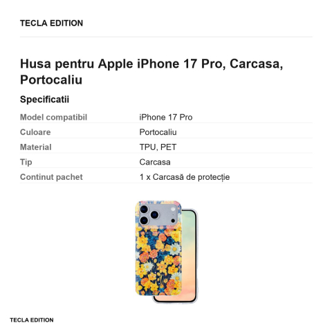 Husa Glow Glam pentru Apple iPhone 17 Pro, Carcasa, Portocaliu [2]