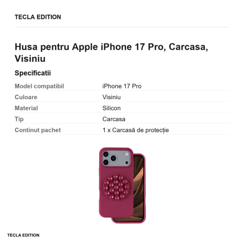 Husa Silicone Stick maroon pentru Apple iPhone 17 Pro, Carcasa, Visiniu [2]