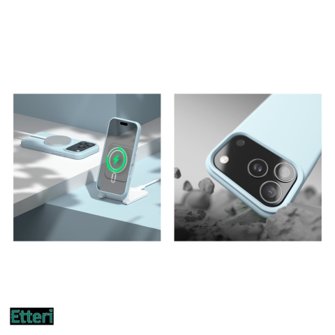 Husa Etteri Silicone Mag pentru Apple iPhone 17 Pro Max, Carcasa magnetica, Albastru [4]