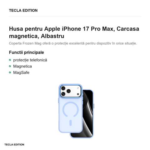 Husa Frozen Mag open ring pentru Apple iPhone 17 Pro Max, Carcasa magnetica, Albastru [1]