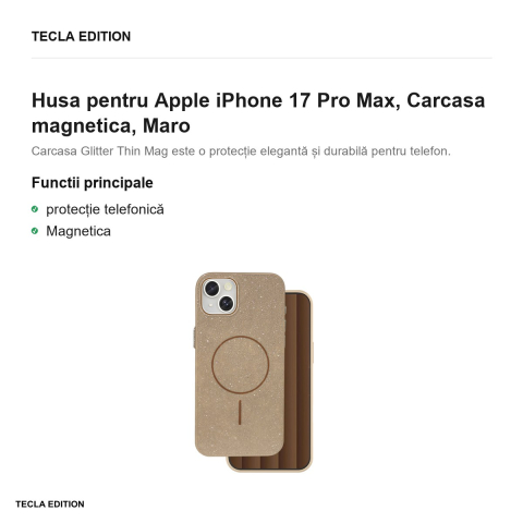 Husa Glitter Thin Mag pentru Apple iPhone 17 Pro Max, Carcasa magnetica, Maro [1]
