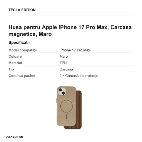 Husa Glitter Thin Mag pentru Apple iPhone 17 Pro Max, Carcasa magnetica, Maro [2]