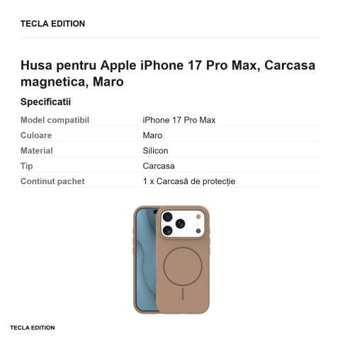 Husa Silicone Thin Mag pentru Apple iPhone 17 Pro Max, Carcasa magnetica, Maro [2]