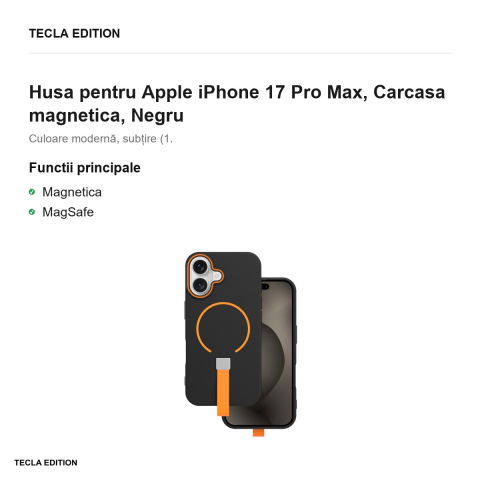 Husa Loop Thin Mag pentru Apple iPhone 17 Pro Max, Carcasa magnetica, Negru [1]