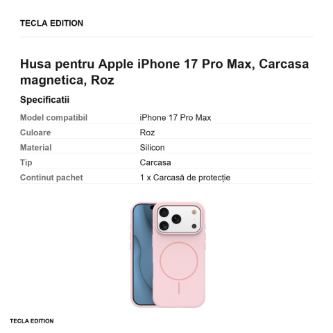 Husa Silicone Thin Mag pentru Apple iPhone 17 Pro Max, Carcasa magnetica, Roz [2]