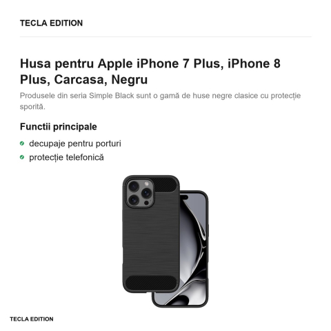 Husa pentru Apple iPhone 7 Plus, iPhone 8 Plus, Carcasa, Negru [1]