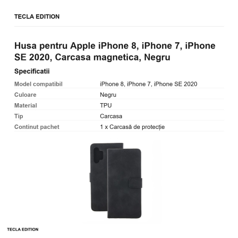 Husa pentru Apple iPhone 8, iPhone 7, iPhone SE 2020, Carcasa magnetica, Negru [2]