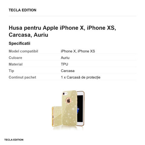 Husa pentru Apple iPhone X, iPhone XS, Carcasa, Auriu [2]