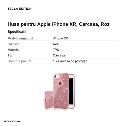 Husa Glitter 3in1 pentru Apple iPhone XR, Carcasa, Roz [2]