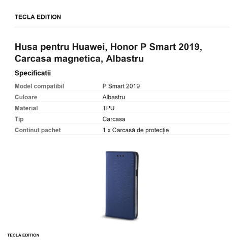 Husa pentru Huawei, Honor P Smart 2019, Carcasa magnetica, Albastru [2]