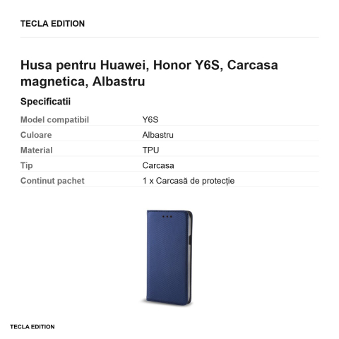 Husa pentru Huawei, Honor Y6S, Carcasa magnetica, Albastru [2]