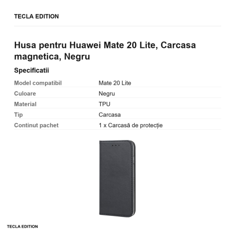 Husa pentru Huawei Mate 20 Lite, tip carte cu inchidere magnetica, Negru [2]