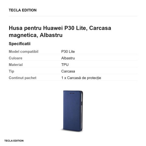 Husa pentru Huawei P30 Lite, Carcasa magnetica, Albastru [2]