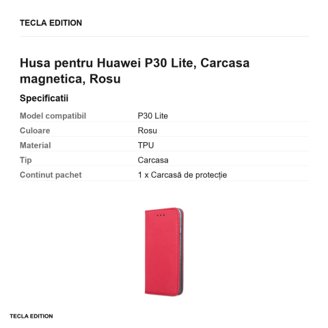 Husa pentru Huawei P30 Lite, Carcasa magnetica, Rosu [2]