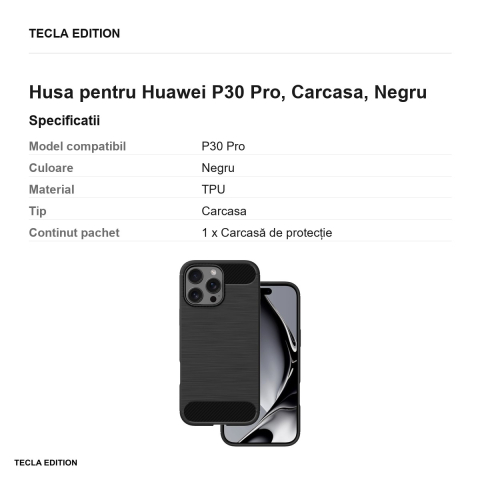 Husa Simple Black pentru Huawei P30 Pro, Carcasa, Negru [2]