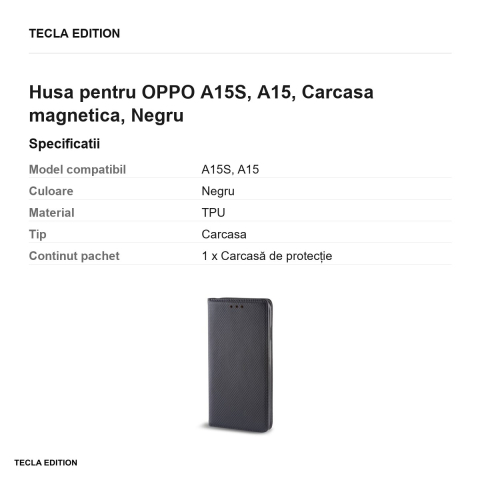 Husa pentru OPPO A15S, A15, Carcasa magnetica, Negru [2]