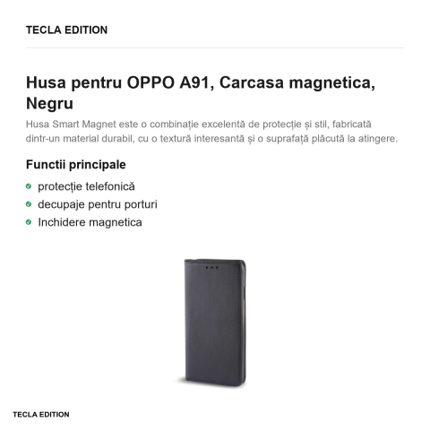 Husa pentru OPPO A91, Carcasa magnetica, Negru [1]