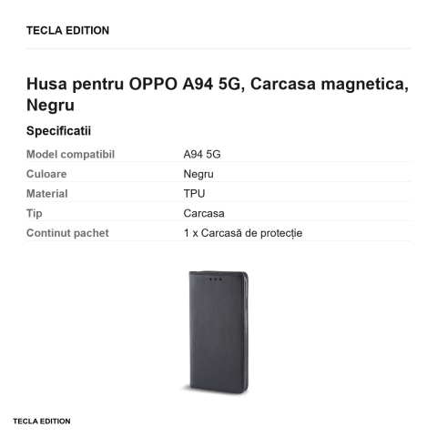 Husa pentru OPPO A94 5G, Carcasa magnetica, Negru [2]