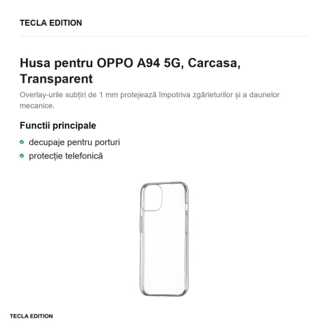 Husa pentru OPPO A94 5G, Carcasa, Transparent [1]