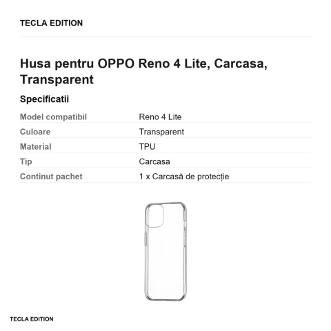 Husa pentru OPPO Reno 4 Lite, Carcasa, Transparent [2]
