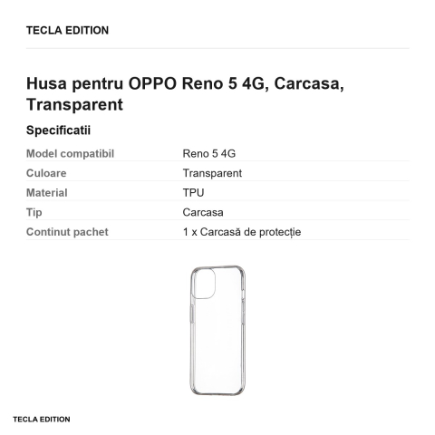 Husa pentru OPPO Reno 5 4G, Carcasa, Transparent [2]