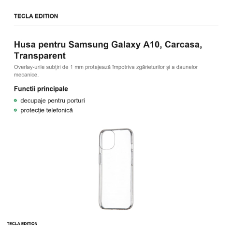 Husa Slim 1 mm pentru Samsung Galaxy A10, Carcasa, Transparent [1]