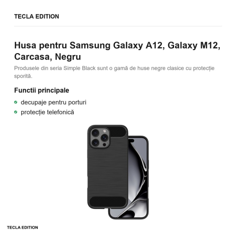 Husa pentru Samsung Galaxy A12, Galaxy M12, Carcasa, Negru [1]