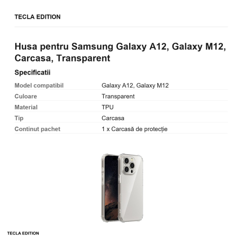 Husa pentru Samsung Galaxy A12, Galaxy M12, Carcasa, Transparent [2]