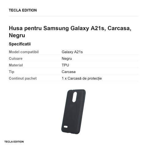 Husa Matt TPU pentru Samsung Galaxy A21s, Carcasa, Negru [2]