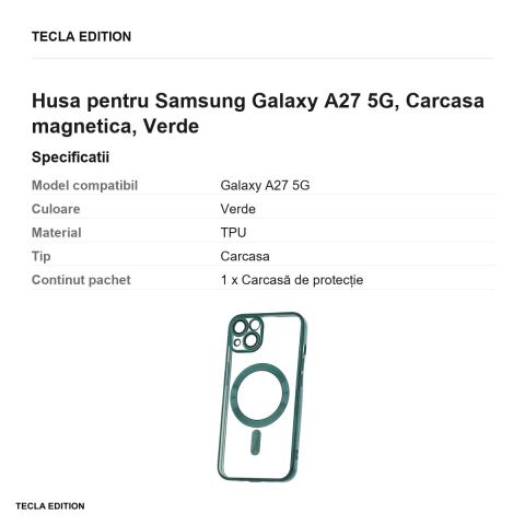 Husa pentru Samsung Galaxy A27 5G, Carcasa magnetica, Verde [2]