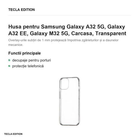 Husa Slim 1 mm Ee pentru Samsung Galaxy A32 5G, Galaxy A32 EE, Galaxy M32 5G, Carcasa, Transparent [1]