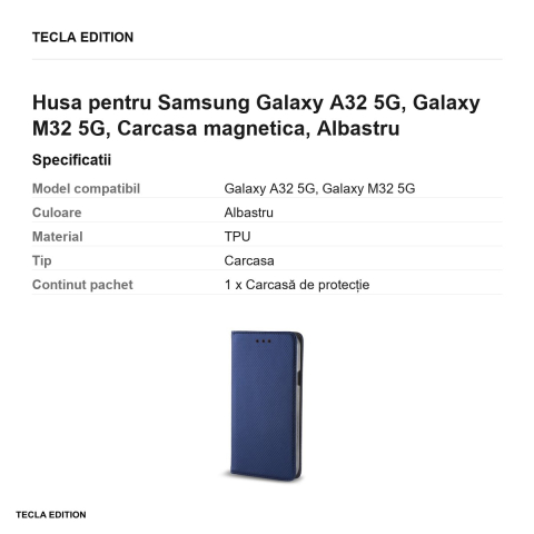 Husa pentru Samsung Galaxy A32 5G, Galaxy M32 5G, Carcasa magnetica, Albastru [2]